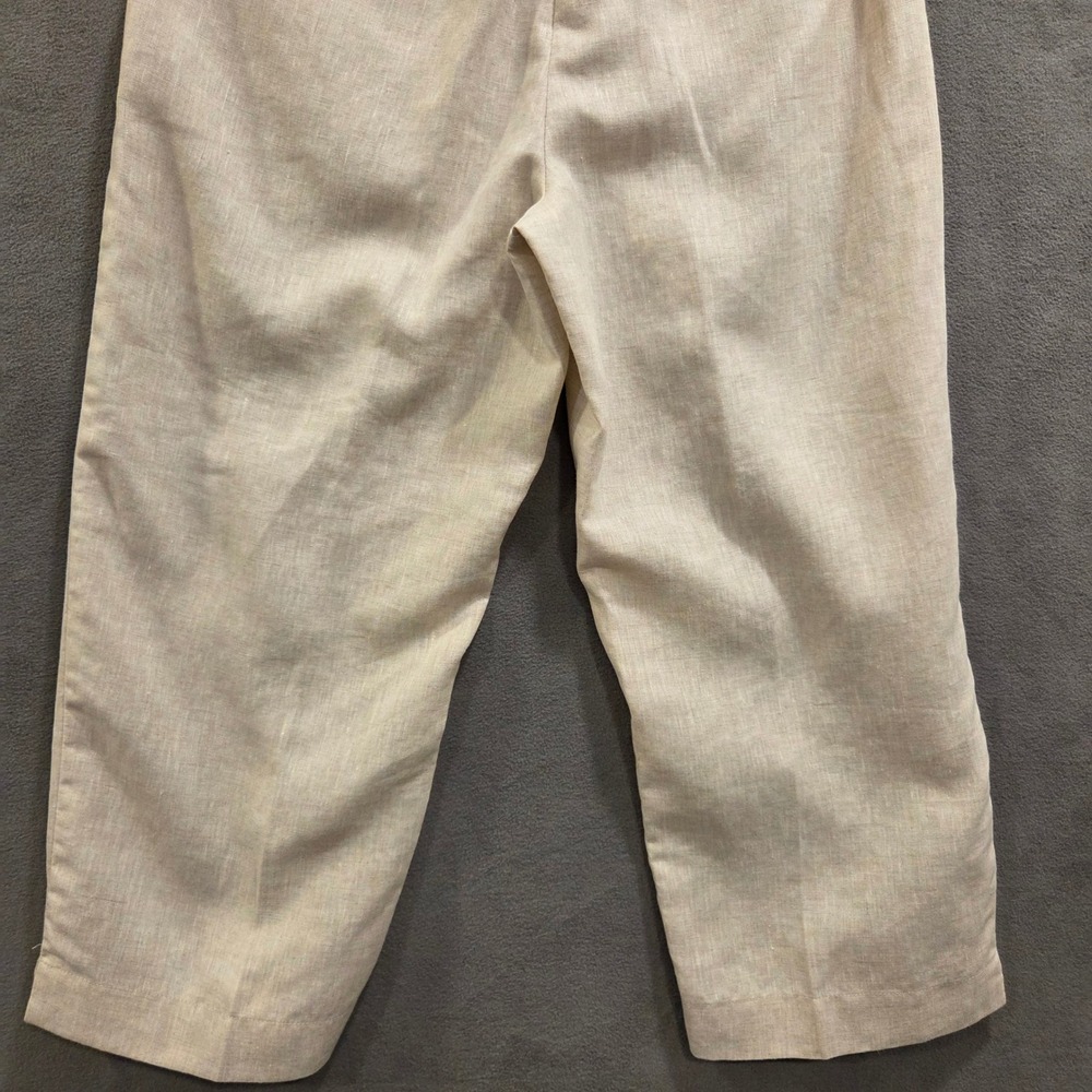 Liz Claiborne Audra 100% Linen Crop Pants Womens Size 4 Coastal Minimalist Chic - Picture 7 of 14